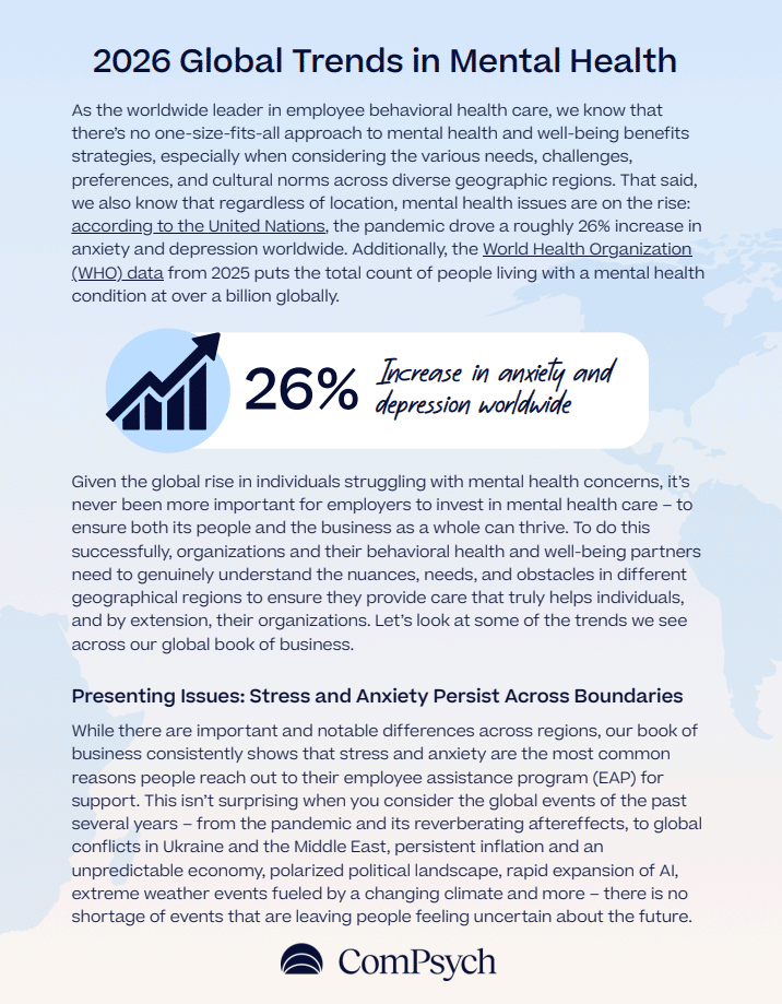 Global trends in behavioral health and EAP report cover