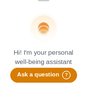 Chatbot welcome card: Hi! I'm your personal well-being assistant